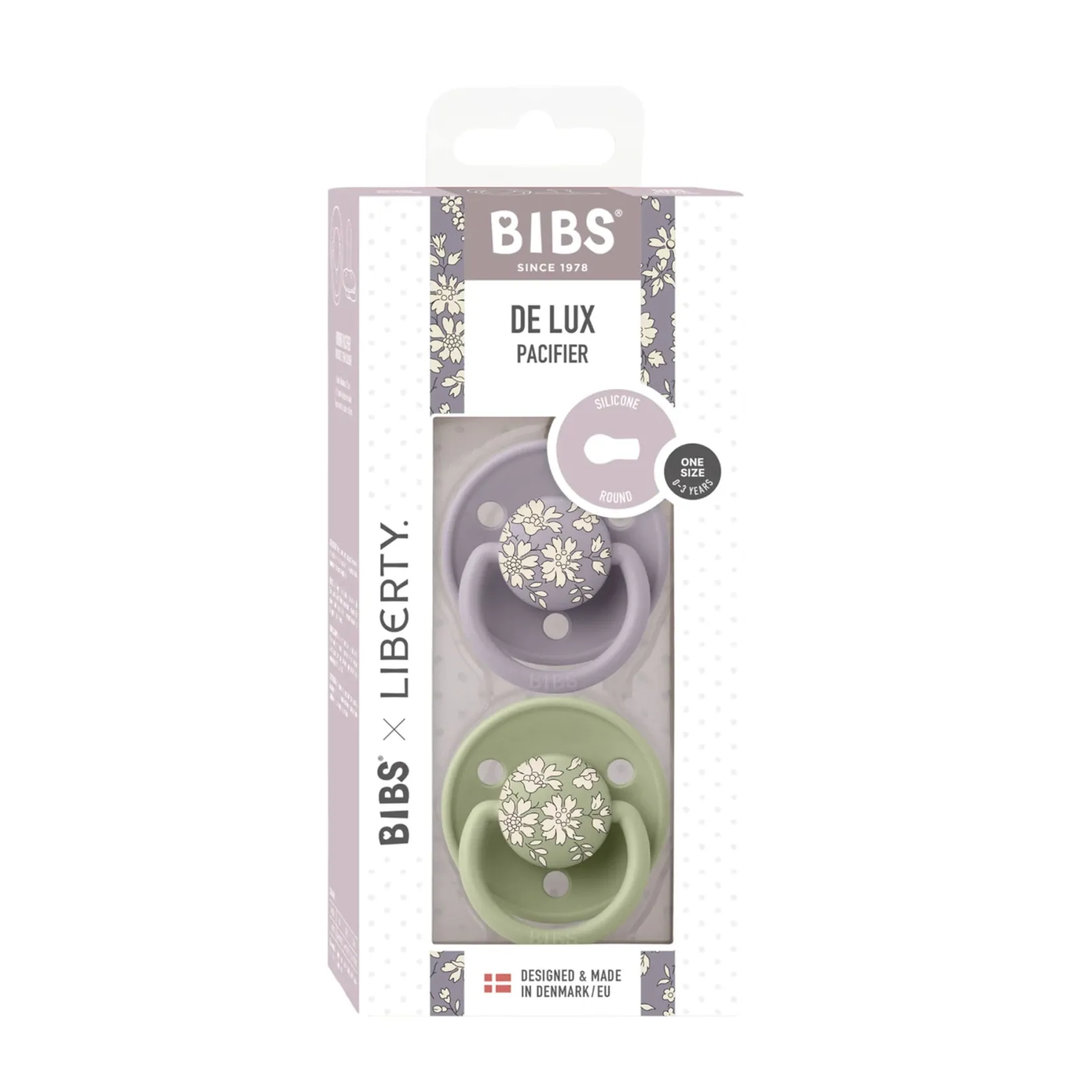 Pacifiers & Clips|Pacifiers & Clips>Bibs Pacifier (2) De Lux 0-36m - Liberty/Sage