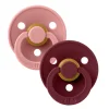 Pacifiers & Clips|Pacifiers & Clips>Bibs Pacifier 6-18m (2) - Dusty Pink/Elderberry (Size 2)