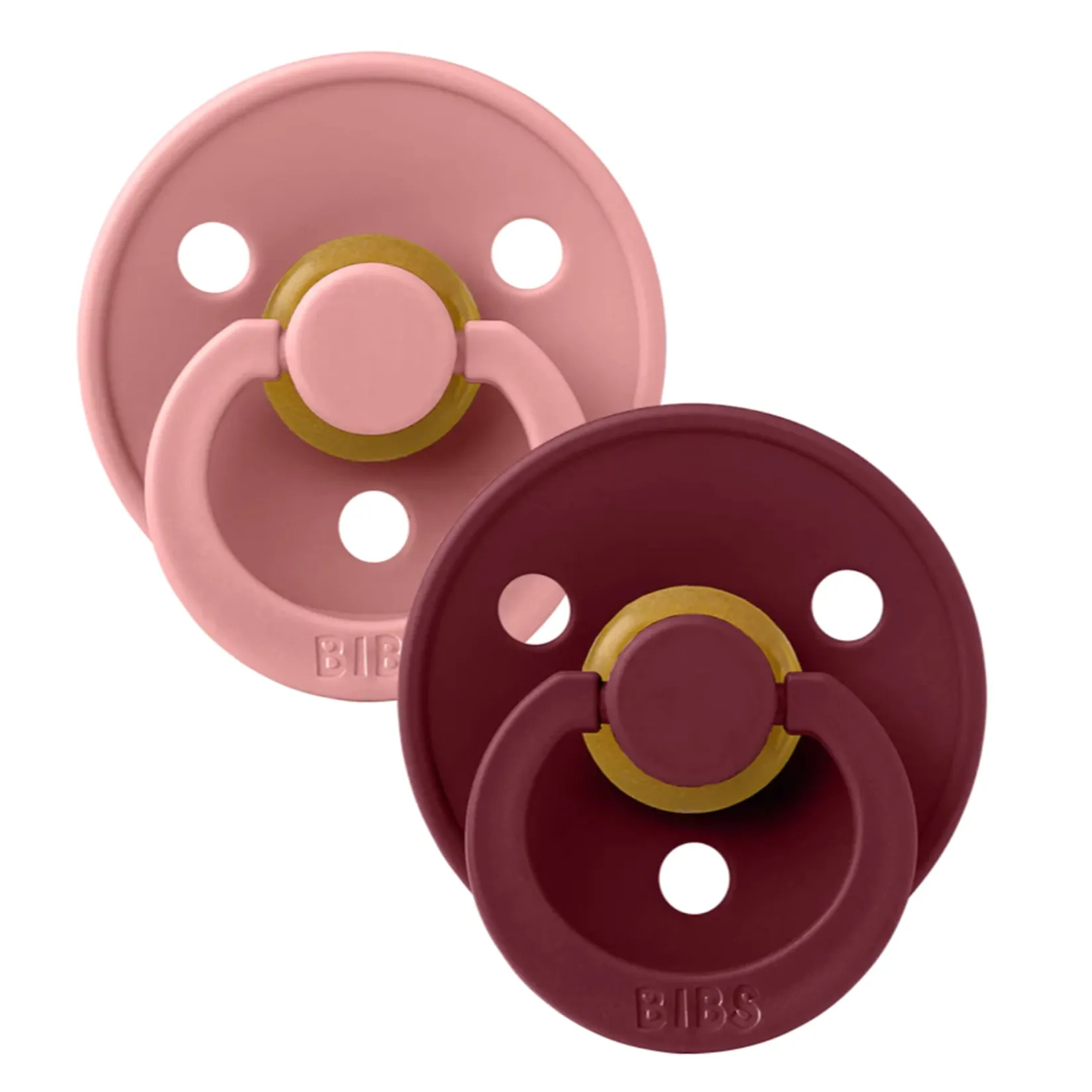 Pacifiers & Clips|Pacifiers & Clips>Bibs Pacifier 6-18m (2) - Dusty Pink/Elderberry (Size 2)
