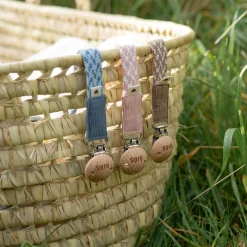 Pacifiers & Clips|Pacifiers & Clips>Bibs Pacifier Clip Paci Braid - Blush Ivory