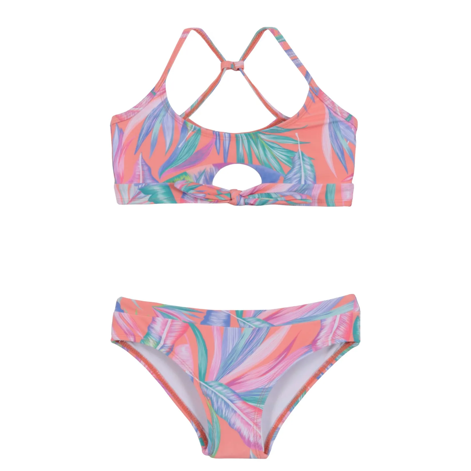 Swimsuits>Nano Palm Tree Bikini 4-14 Coral