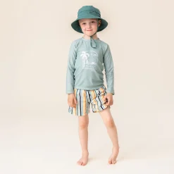 Swimsuits>Nano Palm Tree Rashguard 2-12 Green