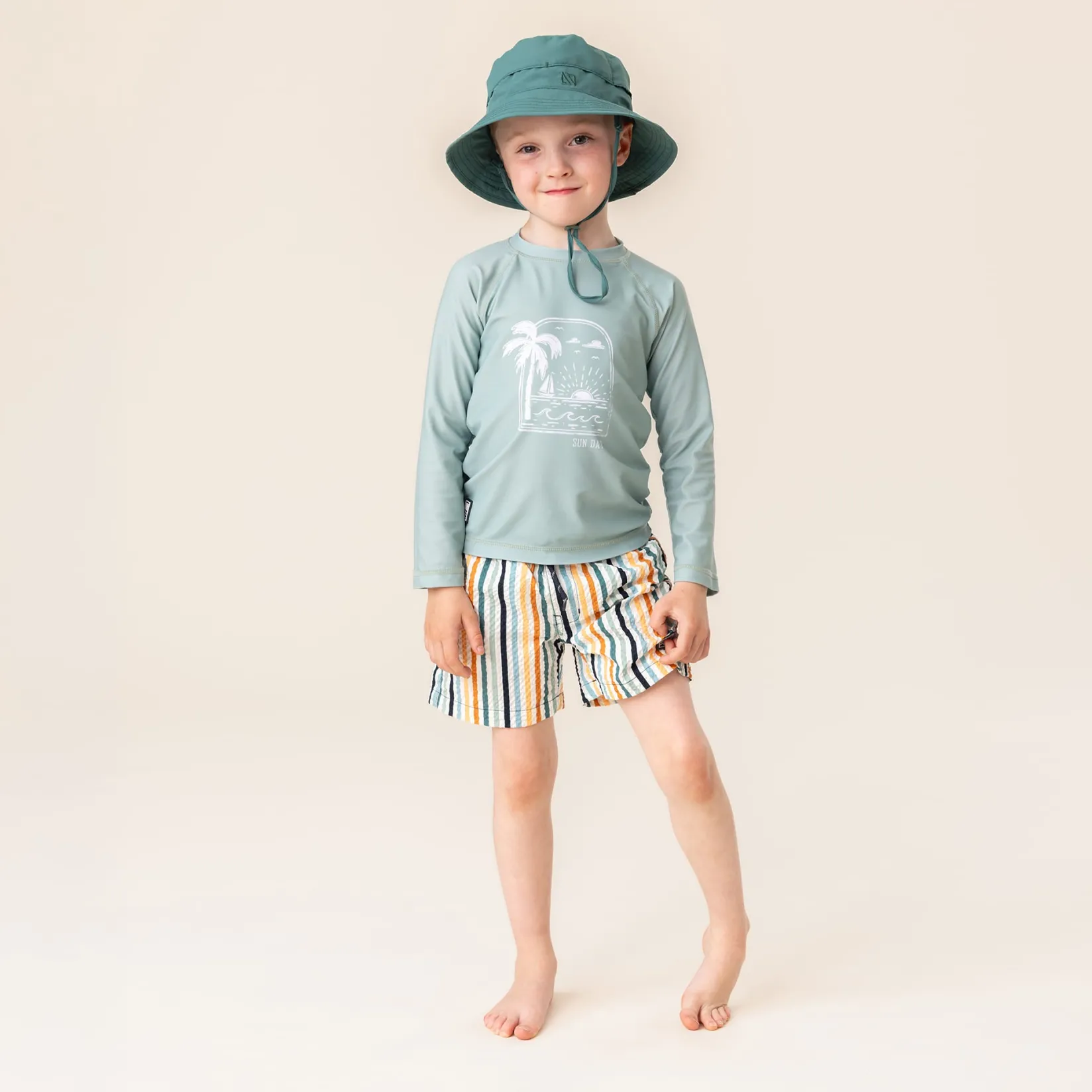 Swimsuits>Nano Palm Tree Rashguard 2-12 Green