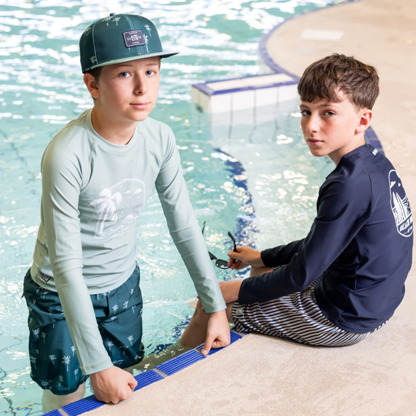 Swimsuits>Nano Palm Tree Rashguard 2-12 Green