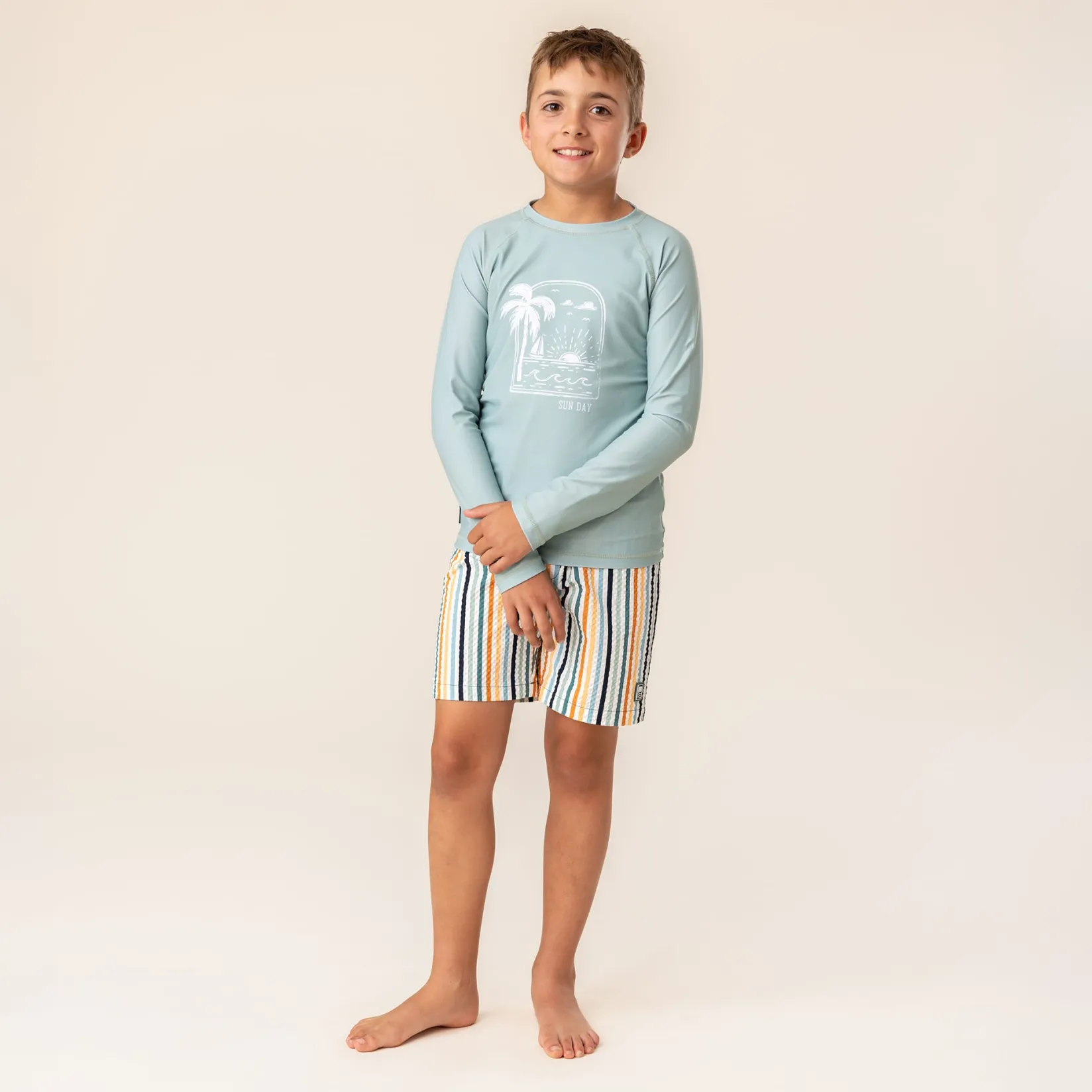 Swimsuits>Nano Palm Tree Rashguard 2-12 Green