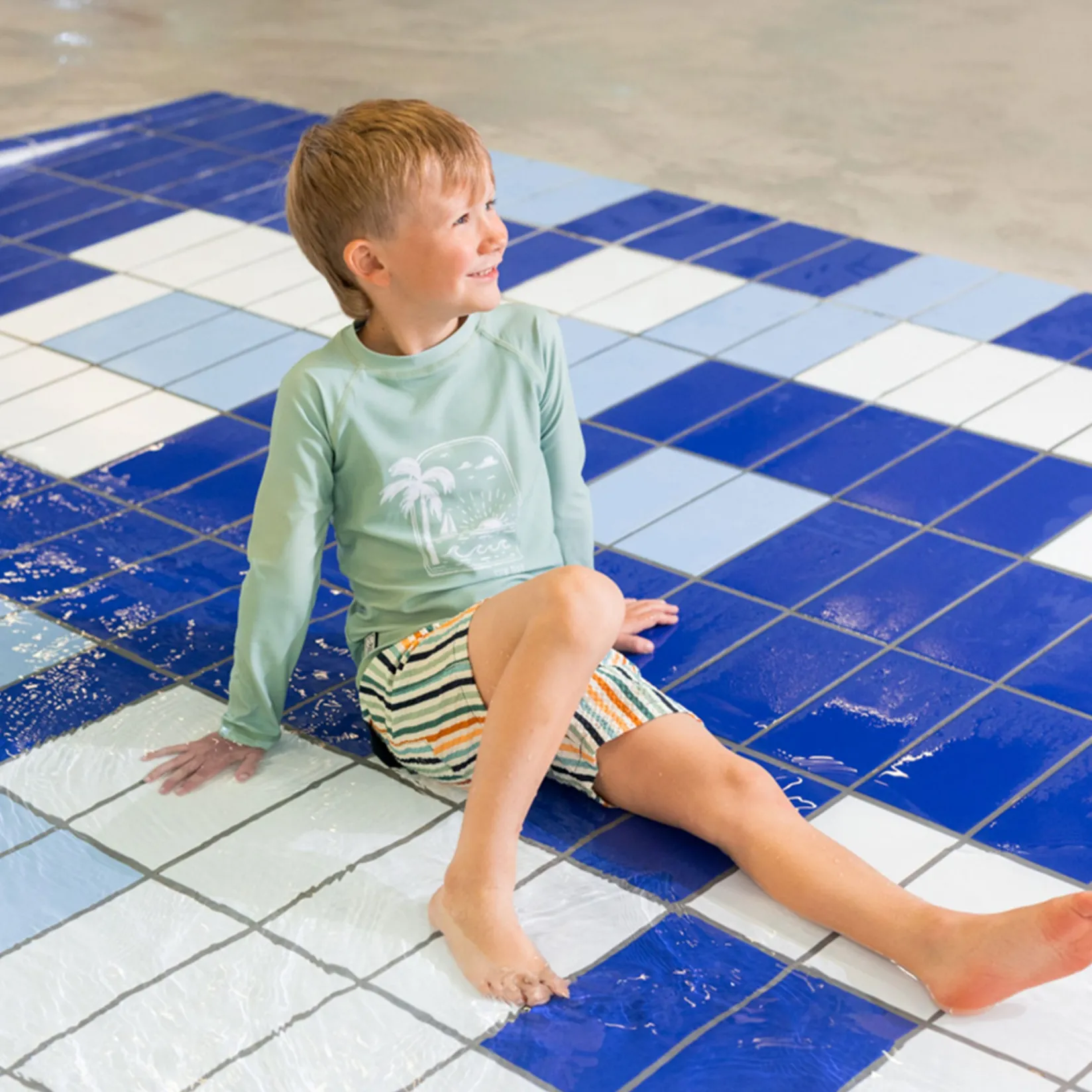 Swimsuits>Nano Palm Tree Rashguard 2-12 Green