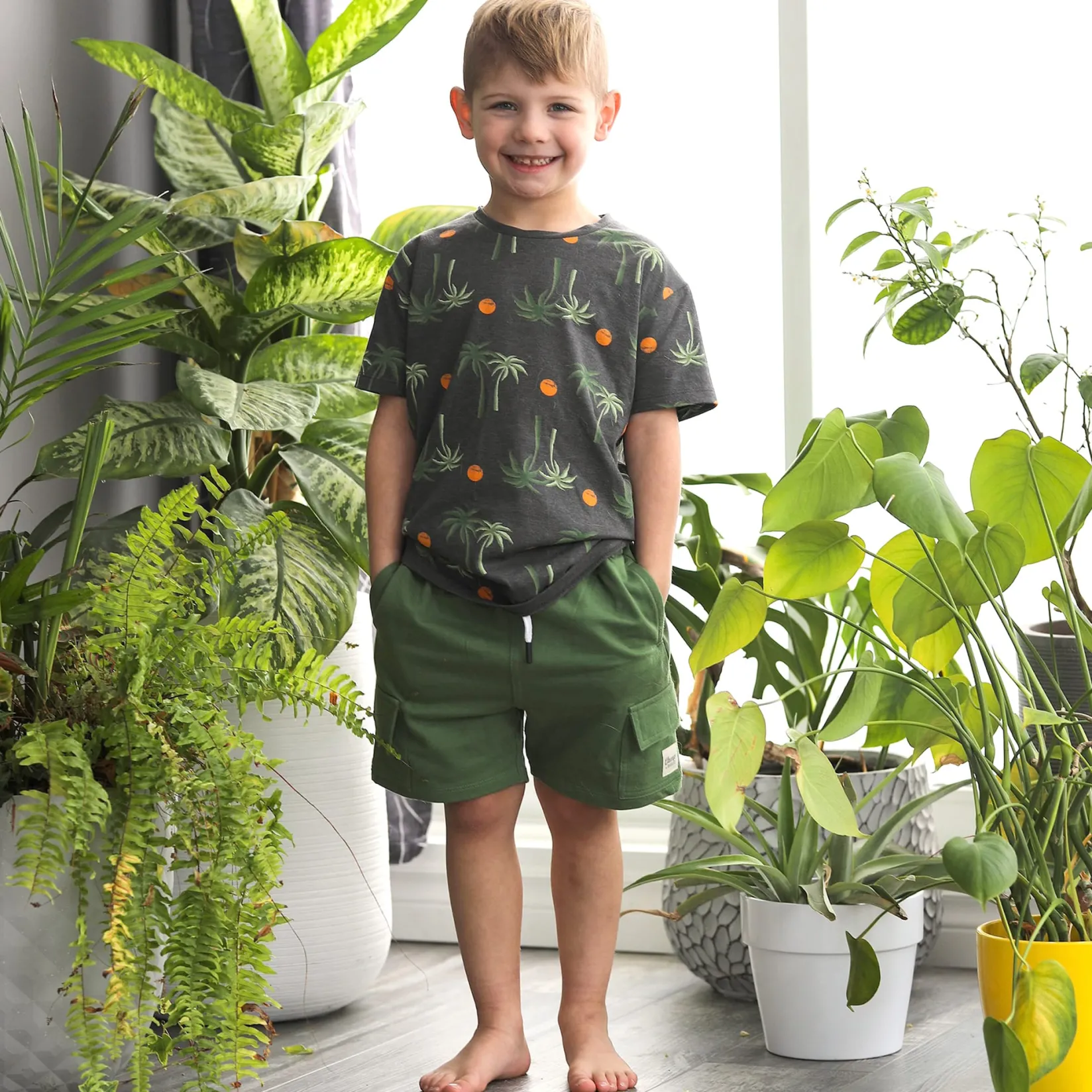 Tops>Camp by Birdz Palm T-shirt 2-8y Charcoal