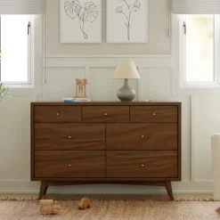 Storage Furniture>Babyletto Palma 7-Drawer Double Dresser - Natural Walnut