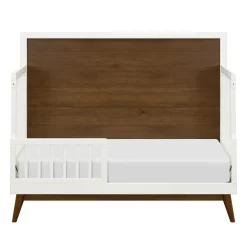 Discount Palma Mid-Century 4-in-1 Convertible Crib with Toddler Bed Conversion - Warm White / Natural Walnut Cribs & Mattresses|Cribs & Mattresses