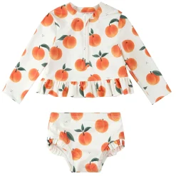 Swimsuits>Petit Lem Peaches 2 Piece Long Sleeve Swimsuit 2-5y Ivory