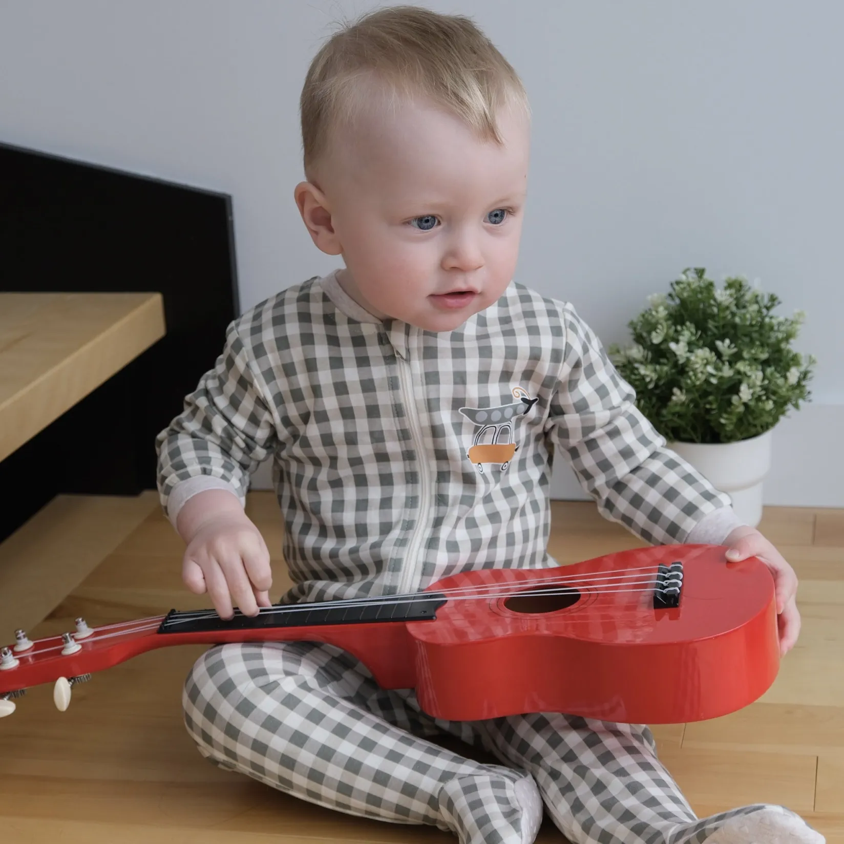 Outlet Peas Gingham Pajamas 0-30m BOY Pajamas|Pajamas