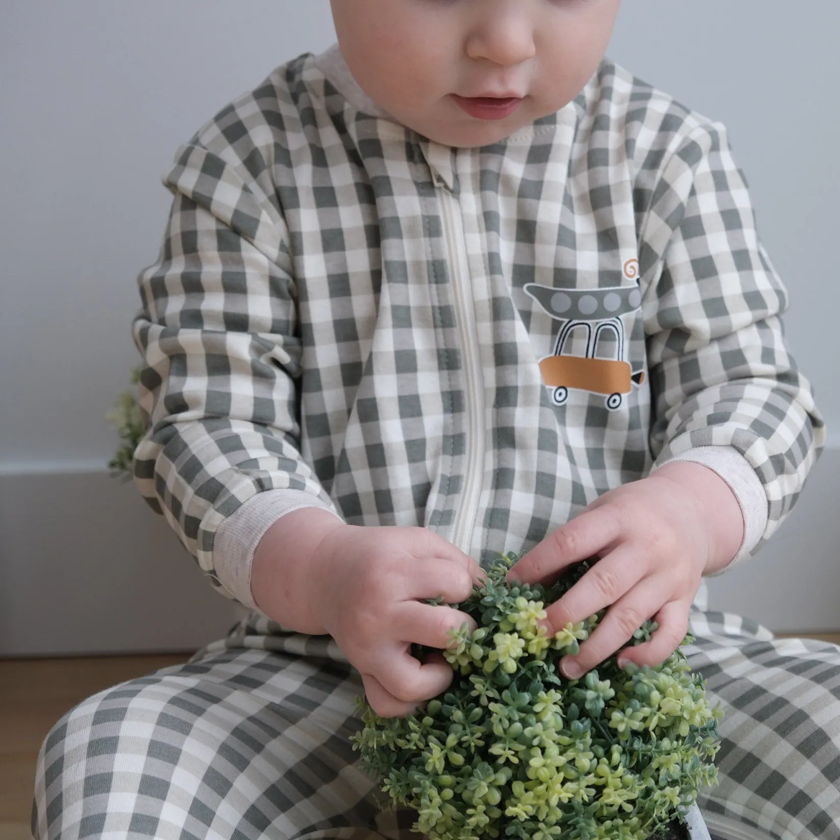 Outlet Peas Gingham Pajamas 0-30m BOY Pajamas|Pajamas