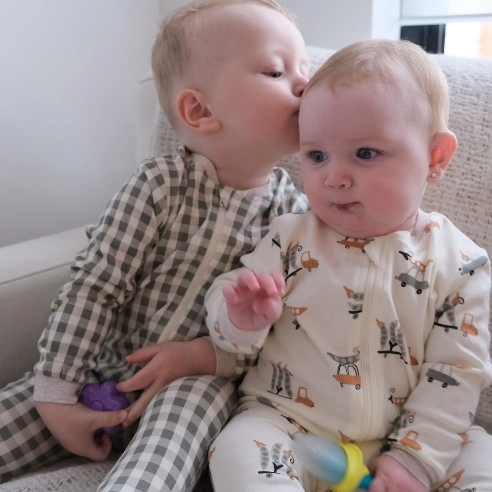 Outlet Peas Gingham Pajamas 0-30m BOY Pajamas|Pajamas