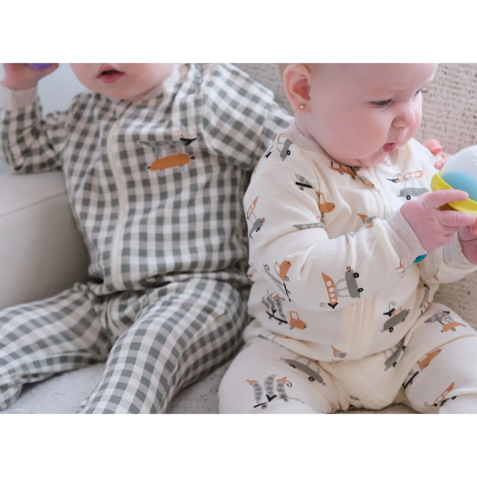 Outlet Peas Gingham Pajamas 0-30m BOY Pajamas|Pajamas