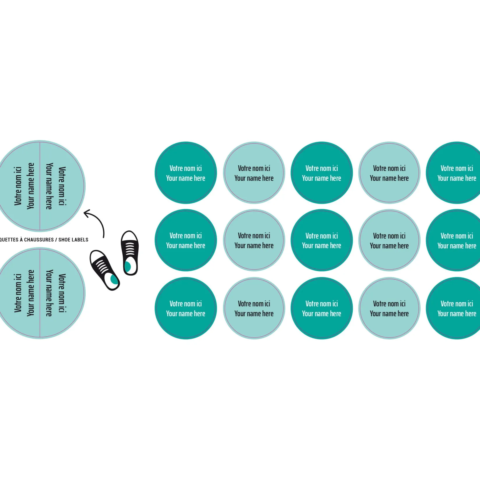 Online Peel And Stick Name Labels Mini - Turquoise Kids Personalized Name Labels|Personalized Name Labels