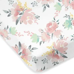 Hot Percale Crib Sheet - Watercolour Flowers Kids Sheets|Bedding