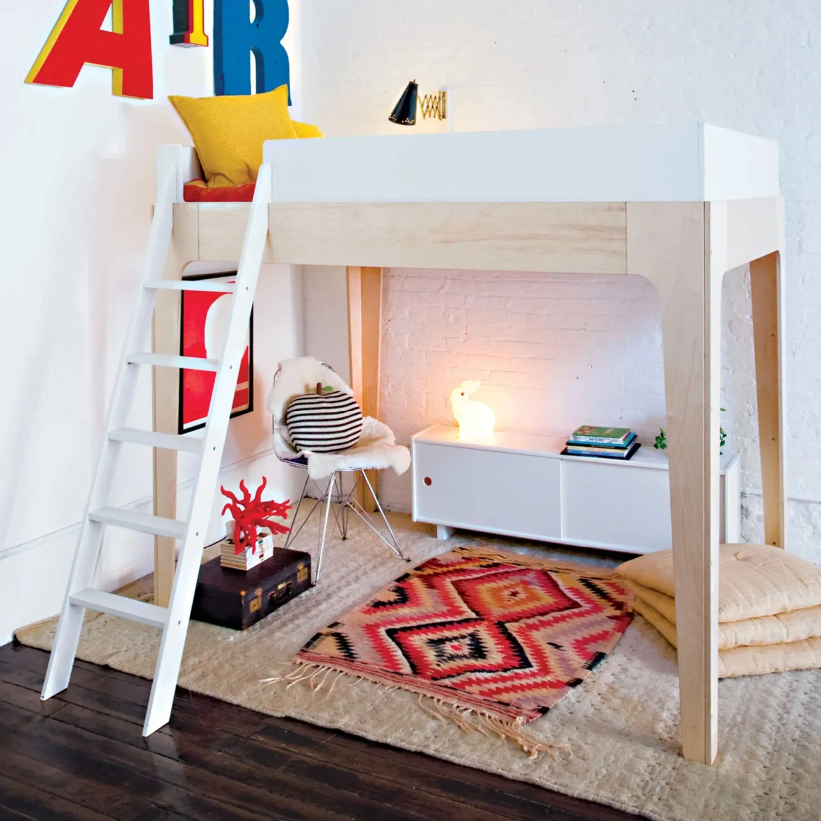 Discount Perch Double Loft Bed - Natural/ White Twin, Full & Queen Beds