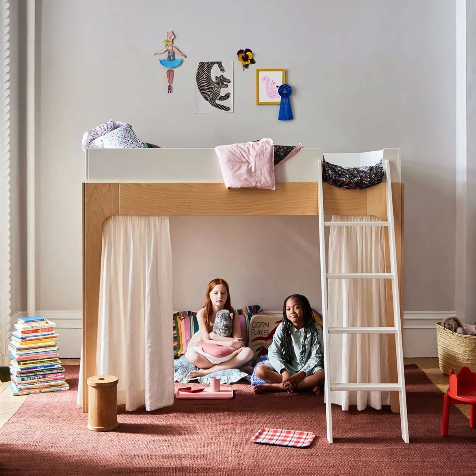 Discount Perch Double Loft Bed - Natural/ White Twin, Full & Queen Beds