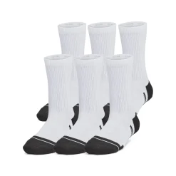 Socks|Underwear & Socks>Under Armour Perform Tech 6-Pack Crew Soxks Sizes 13-4 White