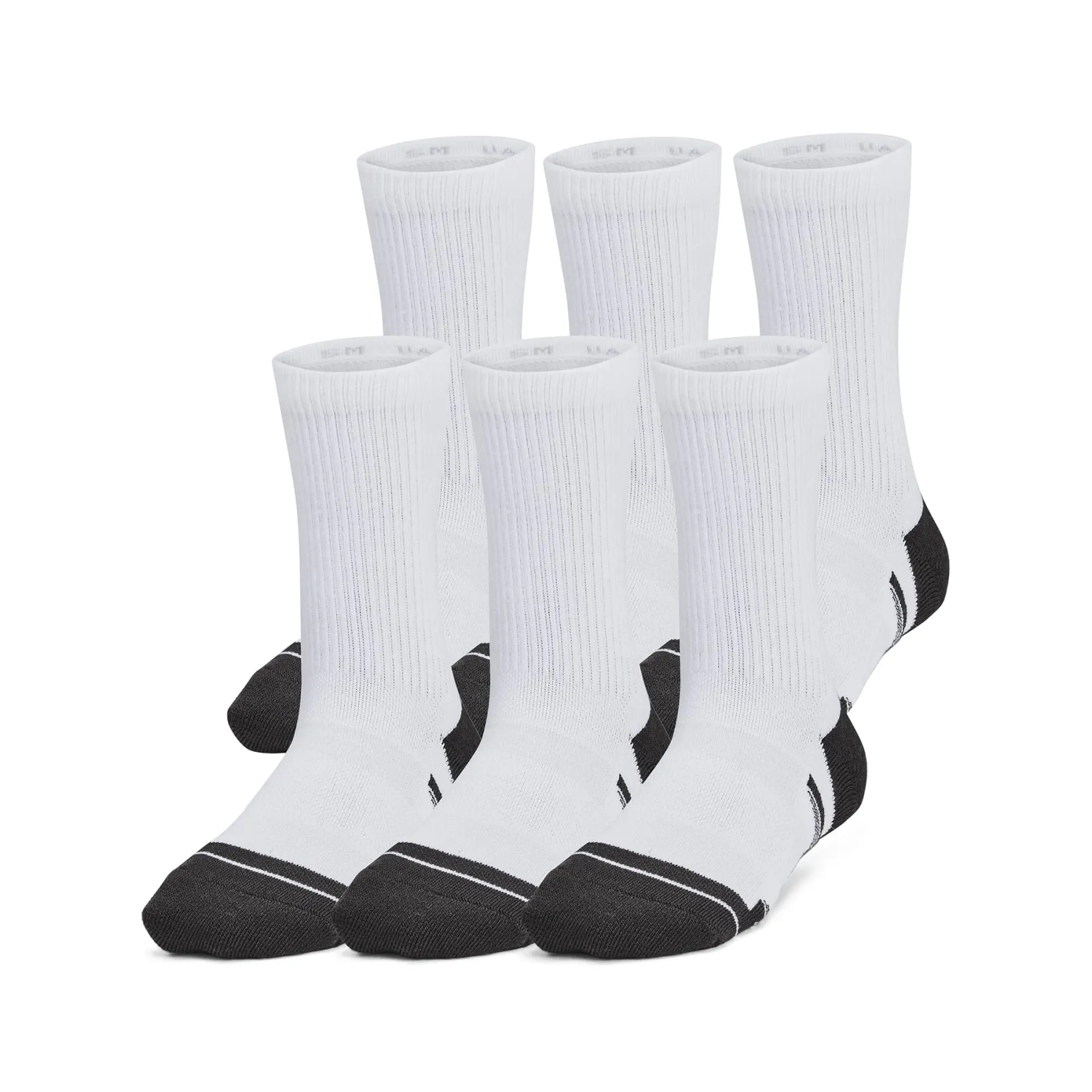 Socks|Underwear & Socks>Under Armour Perform Tech 6-Pack Crew Soxks Sizes 13-4 White