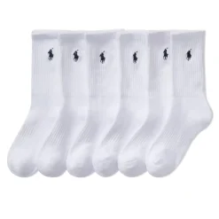 Socks|Underwear & Socks>Polo Ralph Lauren Performance Crew Socks (6) 2-4y White