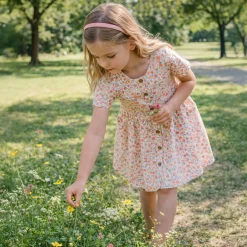 Dresses & Rompers>Chat Botte Picnic Flowers Dress 2-8 Peach