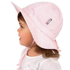 Hats & Caps>Jan n Jul Pink Stripe Uv Coton Hat 2-5
