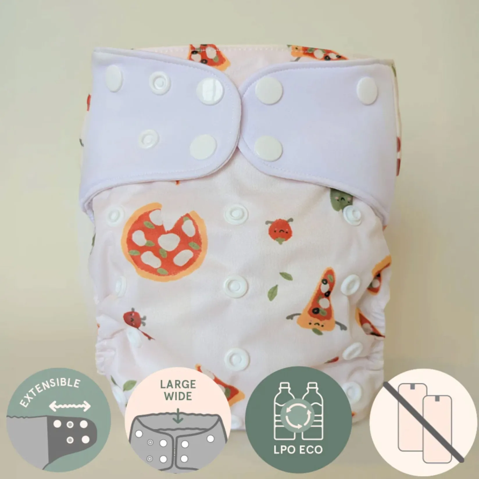 Cloth Diapers|Cloth Diapers>La Petite Ourse Pizza Cloth Diaper 10-35lb