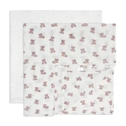 Blankets|Blankets>Piccolo Bambino 2pk Muslin Swaddles-bear