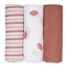 Blankets|Blankets>Lulujo 3pk Strawberries-cotton Muslin