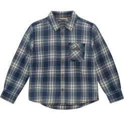 Tops>Minymo Plaid Shirt 3-8 Blue
