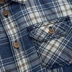 Tops>Minymo Plaid Shirt 3-8 Blue