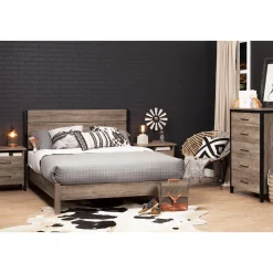 Clearance Platform Double Bed on Legs - Munich Weathered Oak Twin, Full & Queen Beds