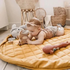 Hot Soft Organic Playmat Bag 3-in-1 - Mustard Chai Tea Developmental Toys|Play Mat