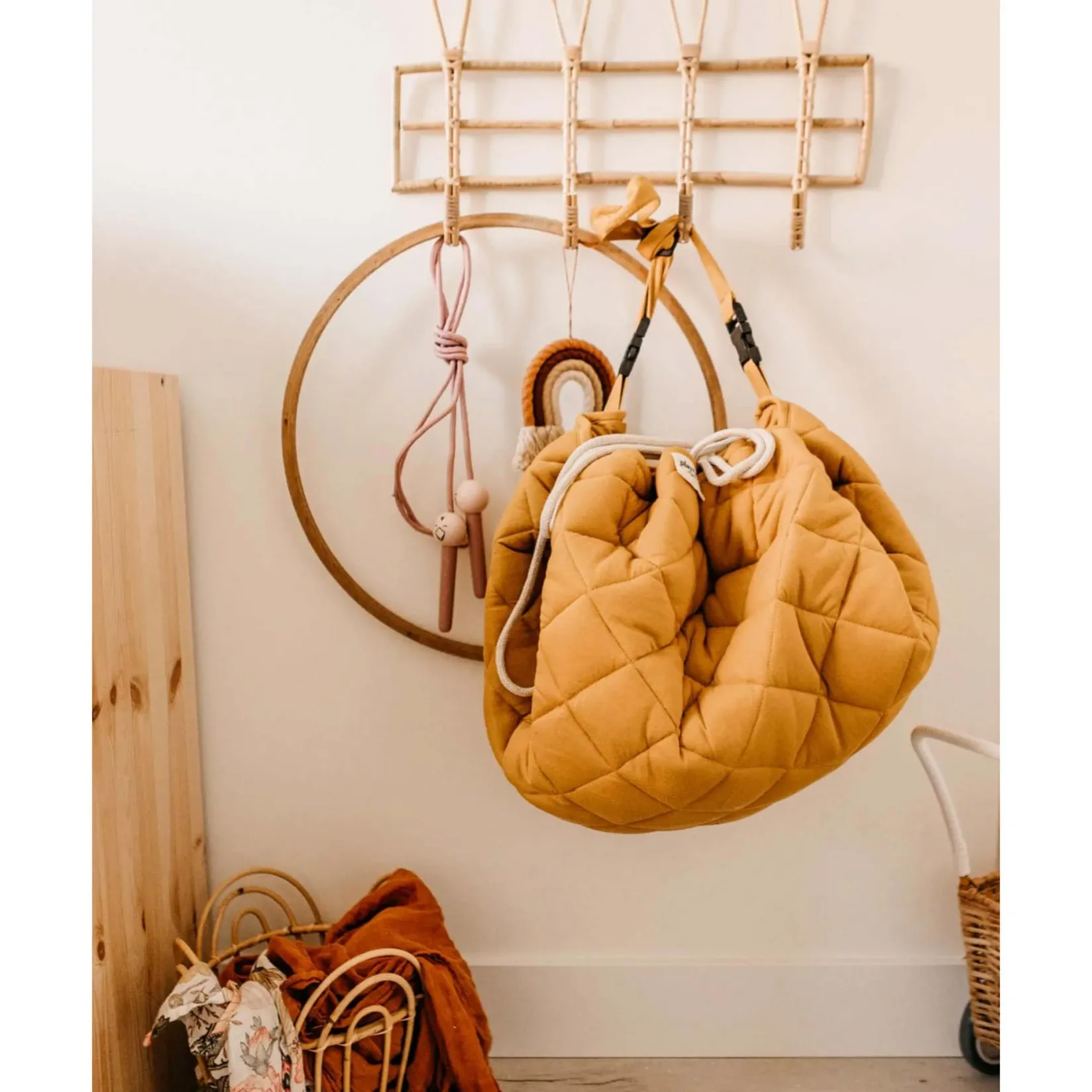 Hot Soft Organic Playmat Bag 3-in-1 - Mustard Chai Tea Developmental Toys|Play Mat