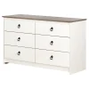 Sale Plenny 6-Drawer Double Dresser Storage Unit - White Wash and Oak Storage Furniture