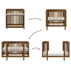 Cribs & Mattresses|Cribs & Mattresses>Babyletto Pogo 8-in-1 Convertible Crib with All-Stages Conversion Kits - Natural Walnut
