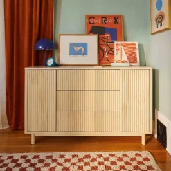 Hot Pogo Tambour Assembled Dresser - Blonde Storage Furniture