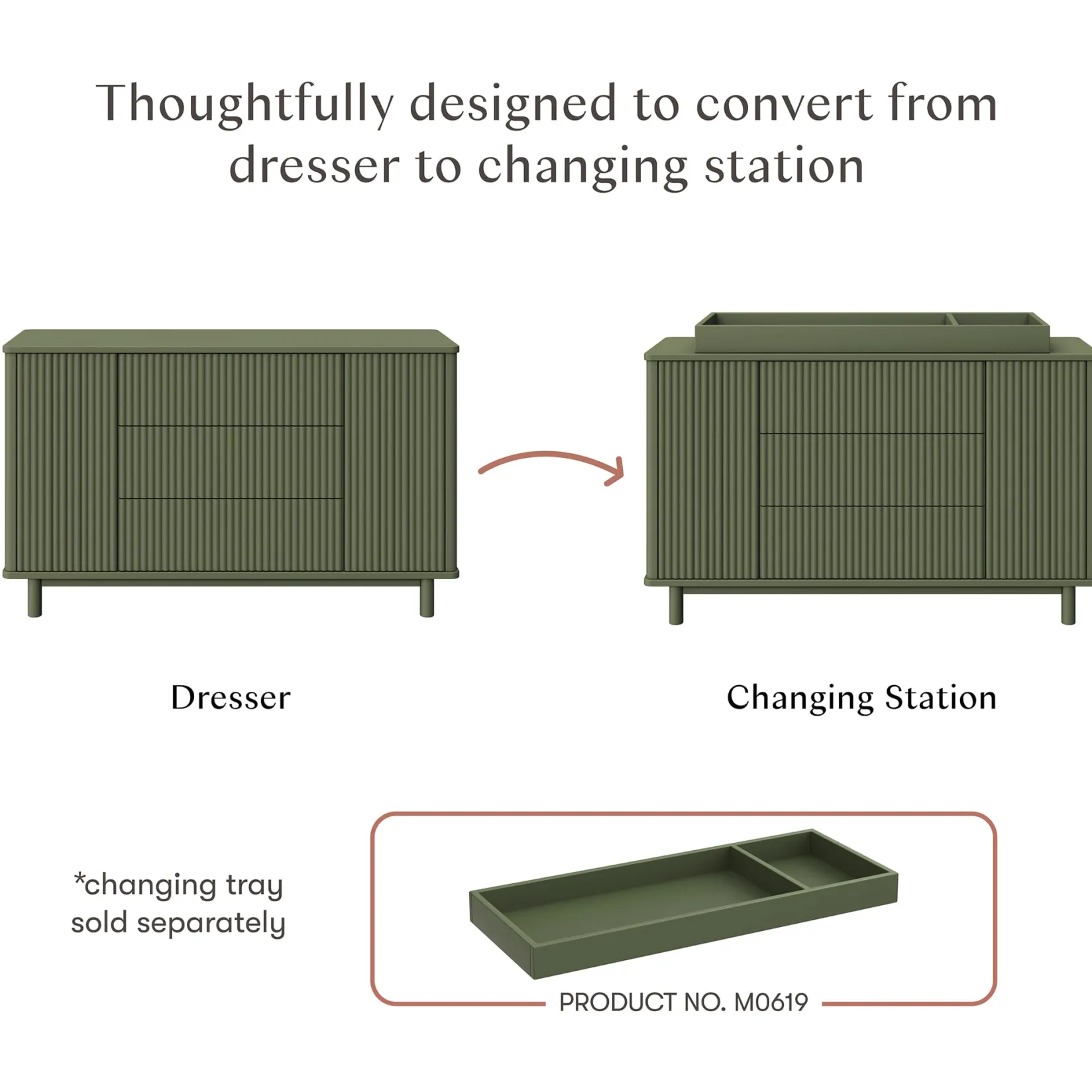 Outlet Pogo Tambour Assembled Dresser - Olive Storage Furniture