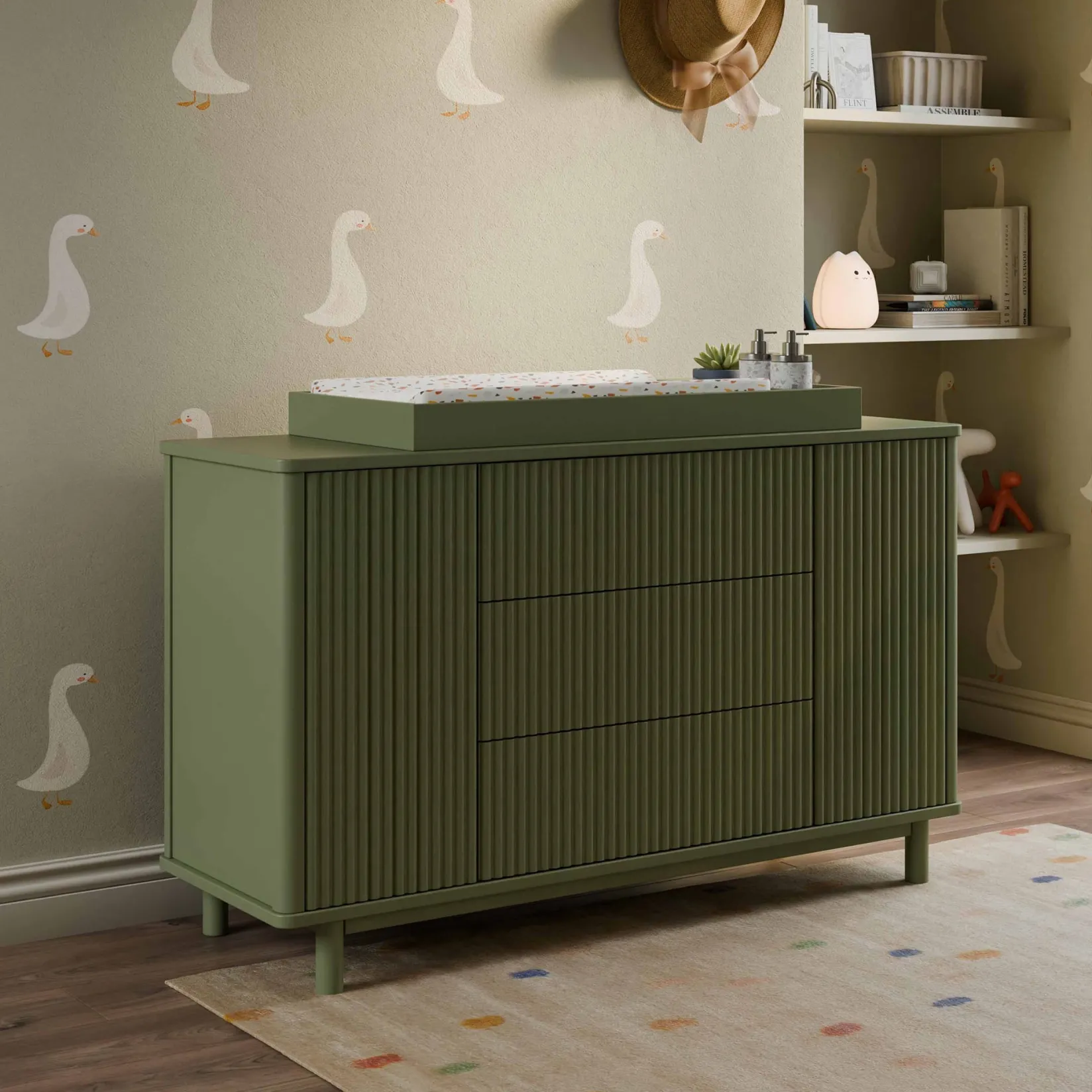 Outlet Pogo Tambour Assembled Dresser - Olive Storage Furniture