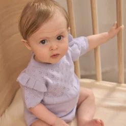 Tops>En Fant Pointelle Bodysuit 6-24m Lilac