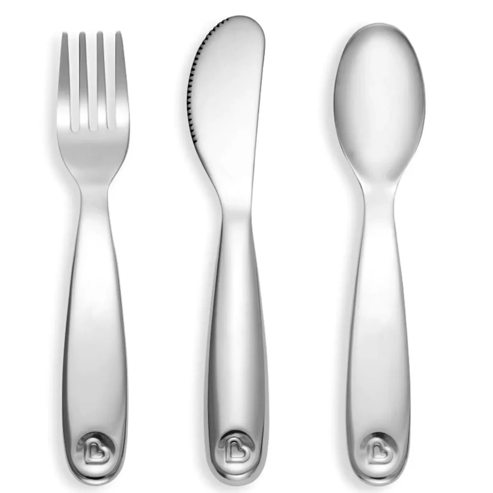 Breastfeeding|Tableware>Munchkin Polish™ Stainless Steel Toddler Fork, Knife & Spoon Set