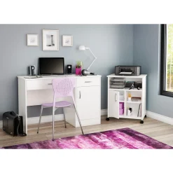 Desk>South Shore Printer Cart - Axess Pure White