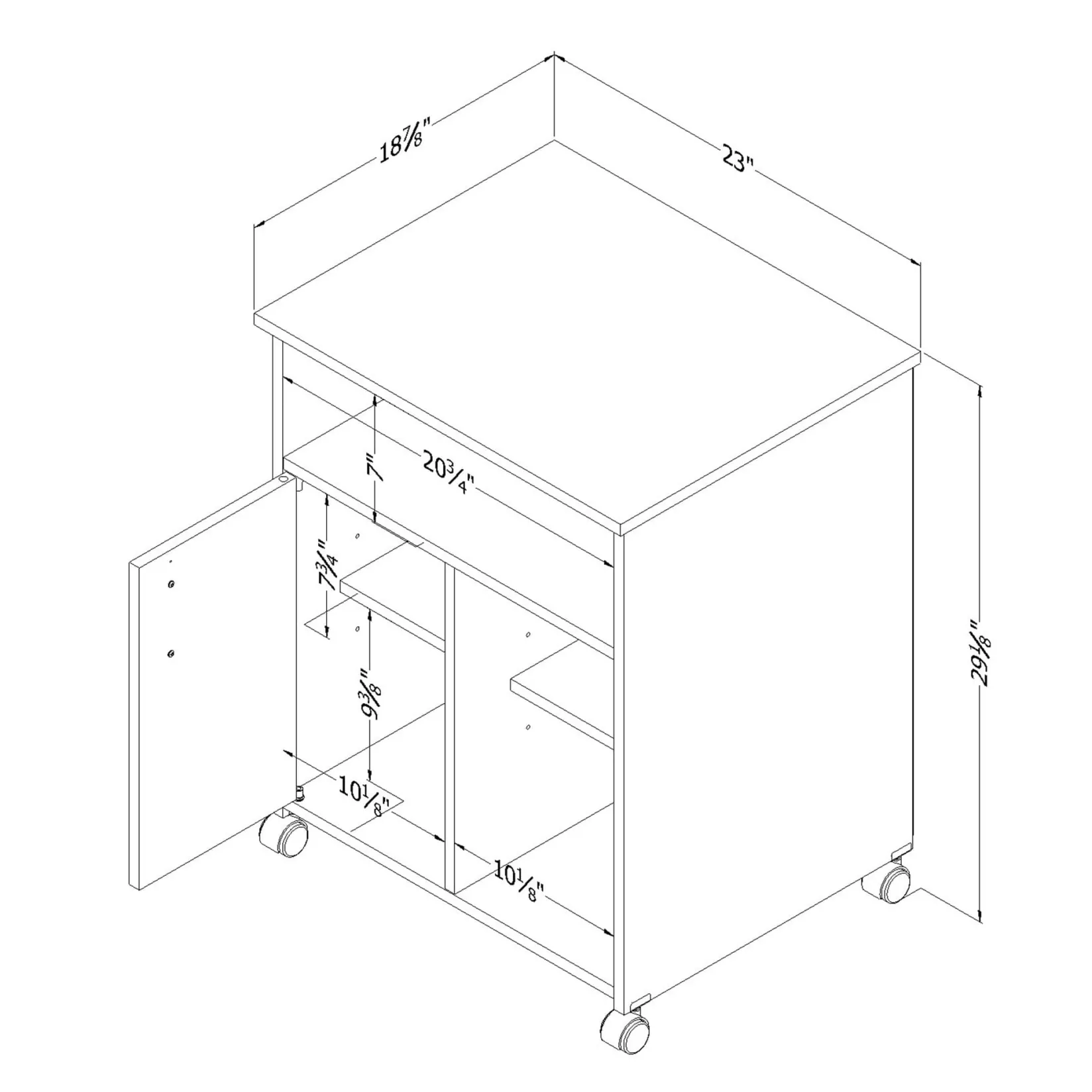 Desk>South Shore Printer Cart - Axess Pure White