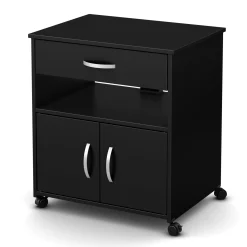 Hot Printer Cart on Wheels - Axess Pure Black Desk