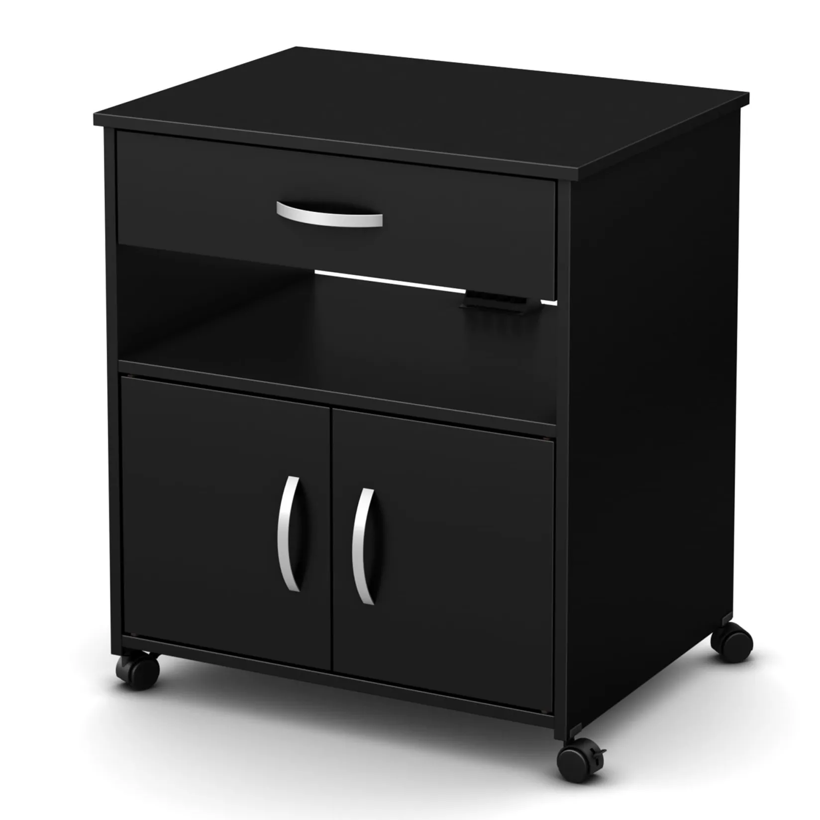 Hot Printer Cart on Wheels - Axess Pure Black Desk