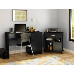 Hot Printer Cart on Wheels - Axess Pure Black Desk