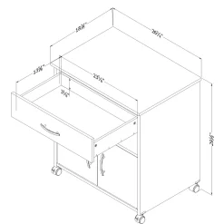 Hot Printer Cart on Wheels - Axess Pure Black Desk