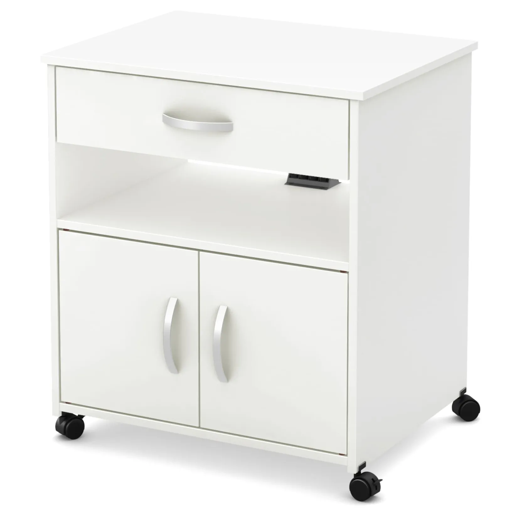 Desk>South Shore Printer Cart on Wheels - Axess Pure White