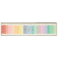 Clearance Rainbow Striped Mini Candles (50) Party Supplies